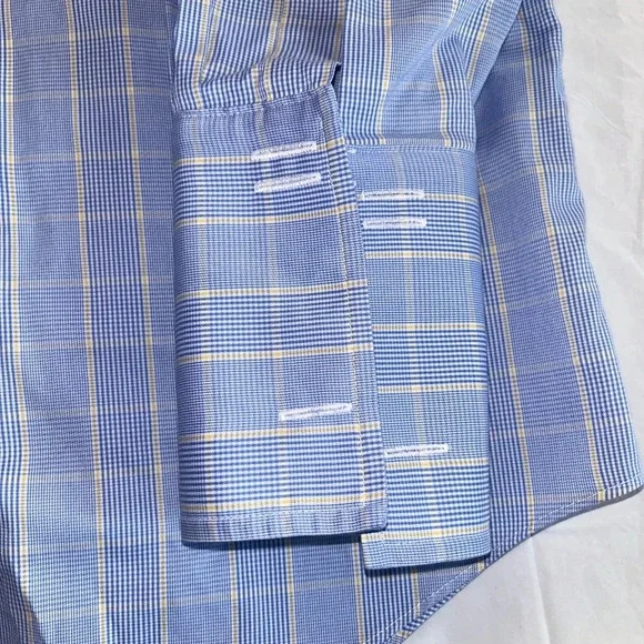 Charles Tyrwhitt Shirt 15 1/2- 33in. 
Blue Yellow Plaid Non-Iron Classic Fit - Picture 3 of 5
